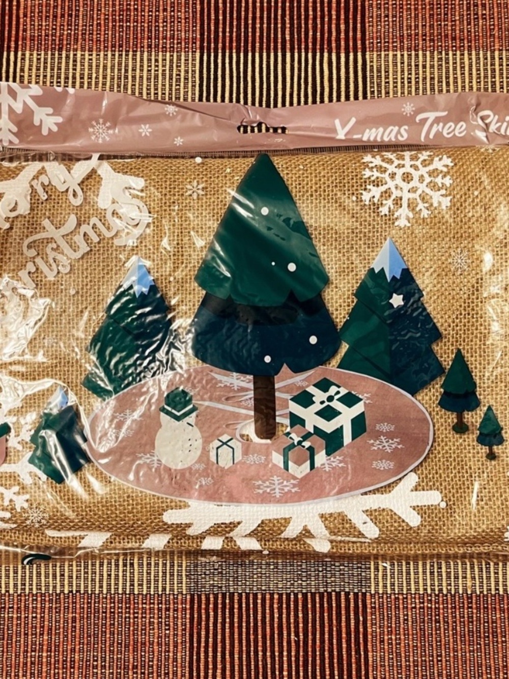 Rustic Burlap Christmas Tree Skirt – 48” Snowflake Farmhouse Style – NWT - Picture 2 of 11